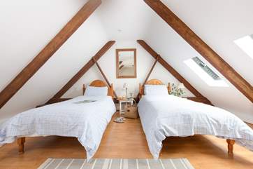 The gorgeous twin bedroom is on the mezzanine level.