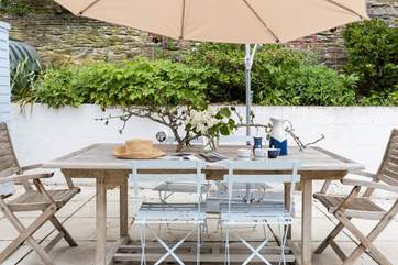 Relax on the Mediterranean-style patio.
