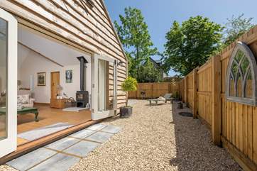 Open up the French doors and let the outside in.