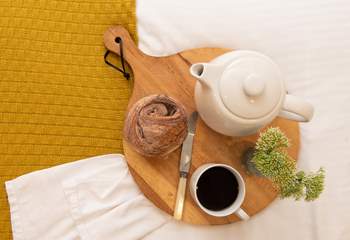 Breakfast in bed? Why not, you are on holiday.