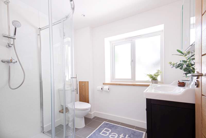 The family shower-room has a large shower, perfect to rinse salty toes. 