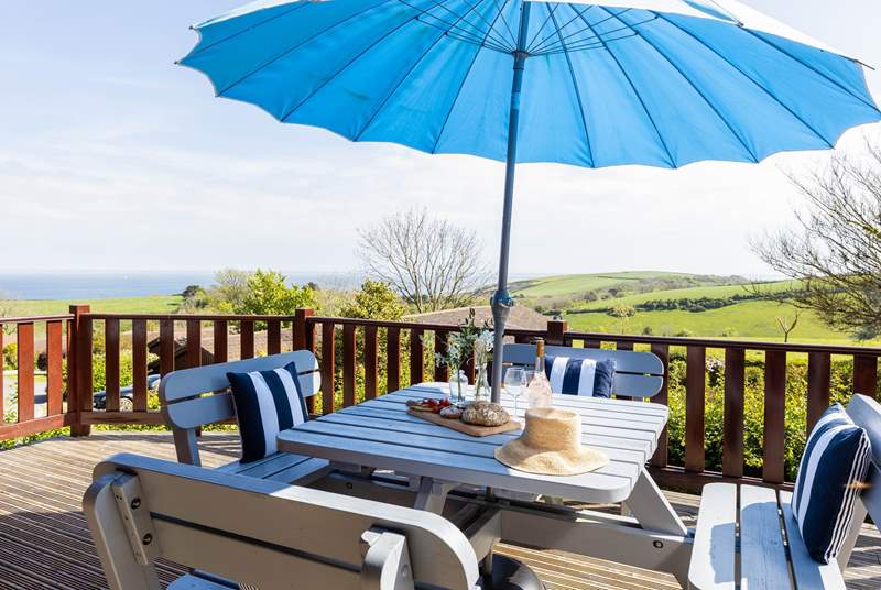 Enjoy gorgeous rural and sea views from the decked balcony.