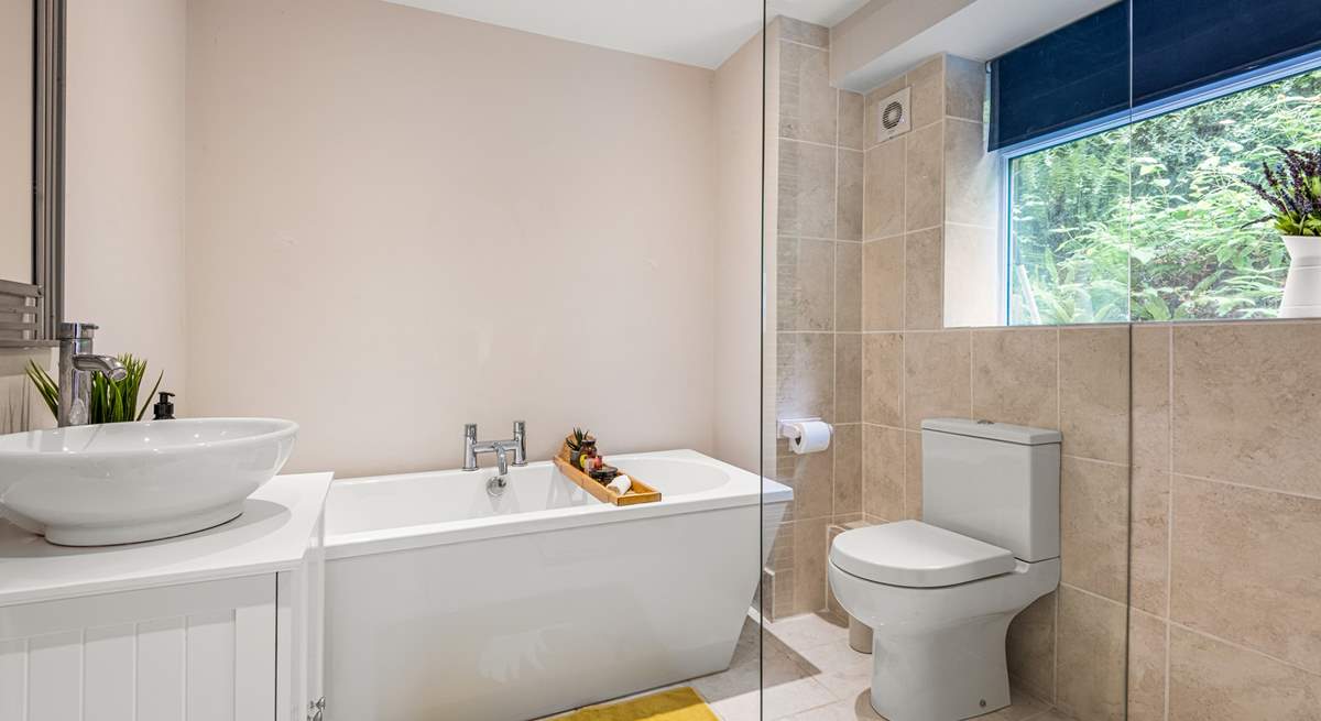 Another gorgeous bathroom can be found on the lower floor. This is the en-suite to Bedroom three.