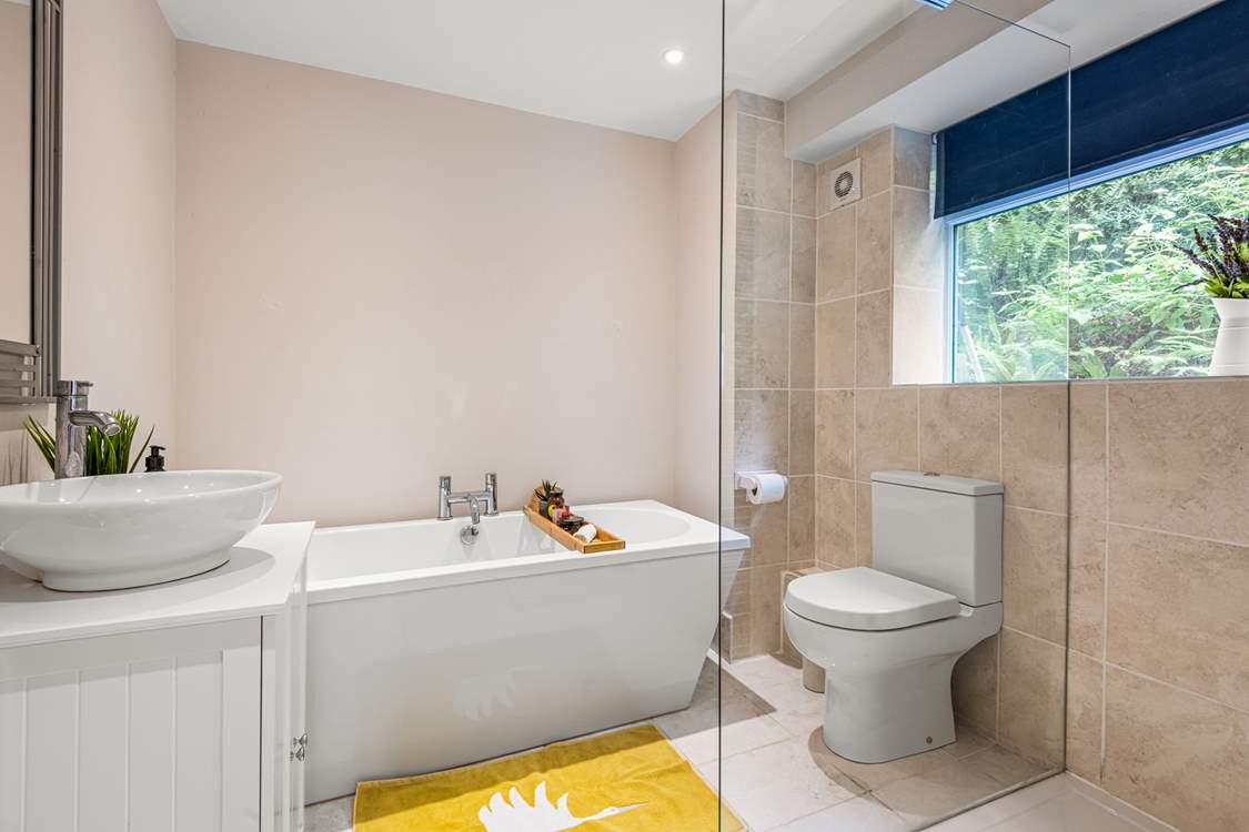 Another gorgeous bathroom can be found on the lower floor. This is the en-suite to Bedroom three.