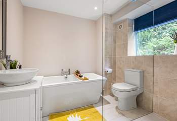 Another gorgeous bathroom can be found on the lower floor. This is the en-suite to Bedroom three.