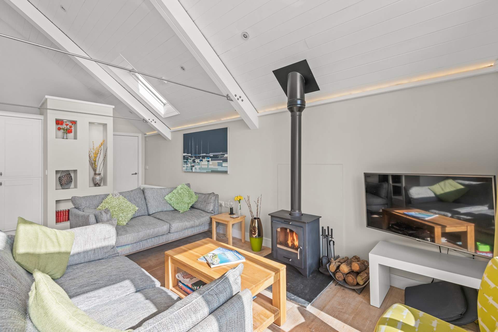 The toasty wood-burner keeps the house nice and cosy.