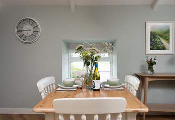 The gorgeous dining-table is excellent for hearty dinners.