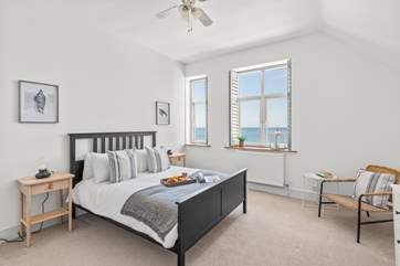 Bedroom 1 is stylish double room with a king-size bed (with a fabulous sea view!).
