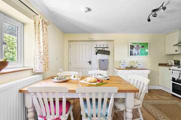 The farmhouse kitchen is delightful.