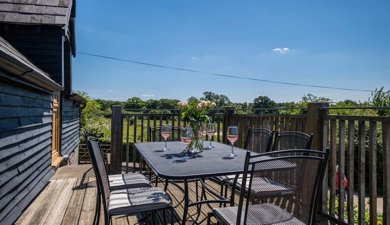 The balcony is a great place to catch the afternoon sun.