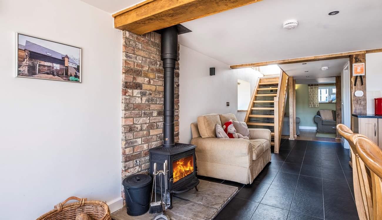 The wood-burning stove is perfect for those chilly afternoons and evenings.