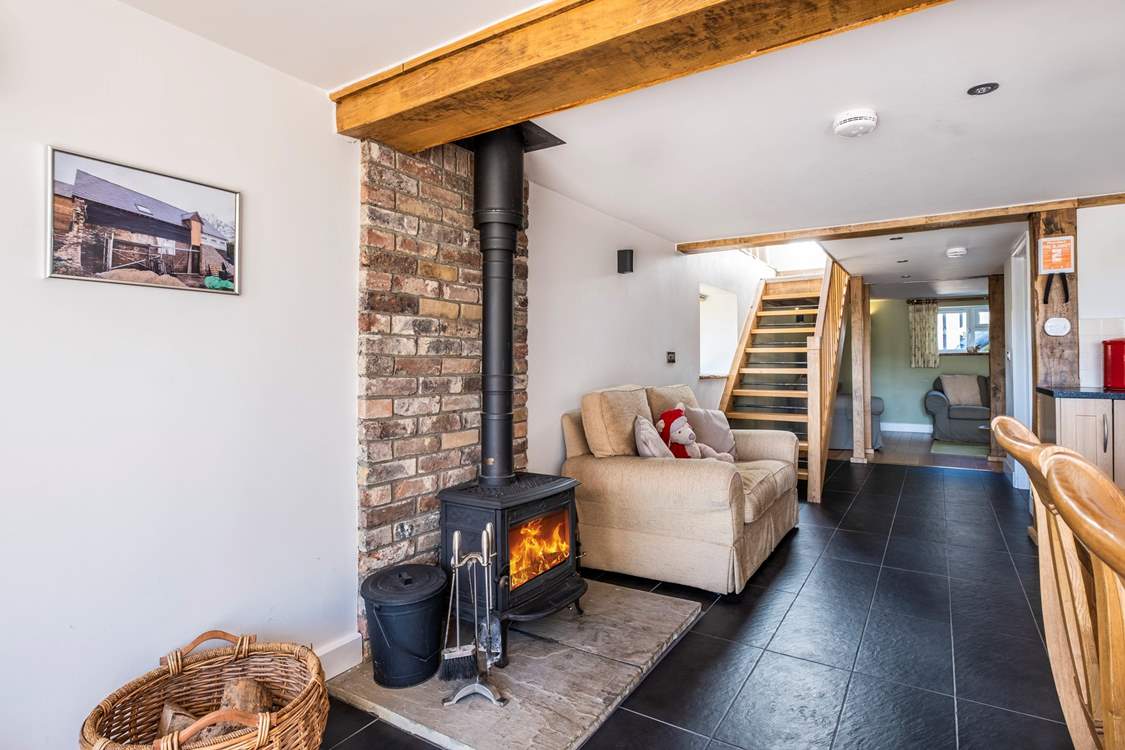 The wood-burning stove is perfect for those chilly afternoons and evenings.