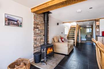 The wood-burning stove is perfect for those chilly afternoons and evenings.