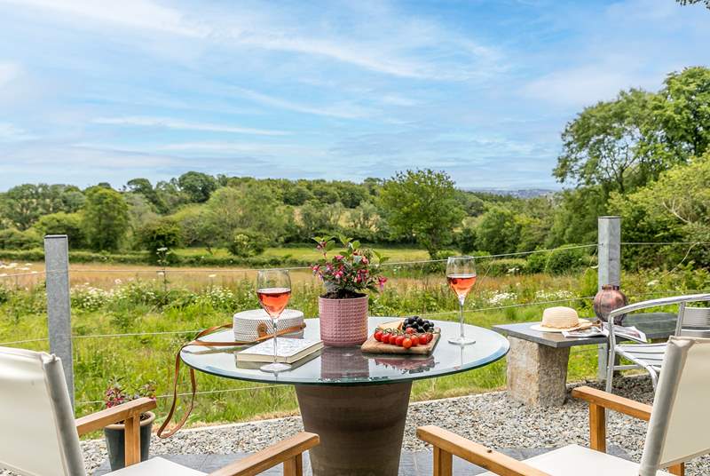 Enjoy a spot of al fresco dining with gorgeous views stretching across the Cornish countryside.
