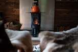 A delightful wood-burning stove keeps the cabin nice and toasty.