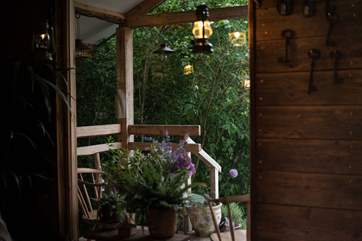 The cabin is a magical place to be at twilight.