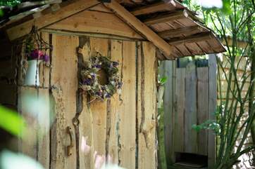 There is outside access to the off-grid shower room.