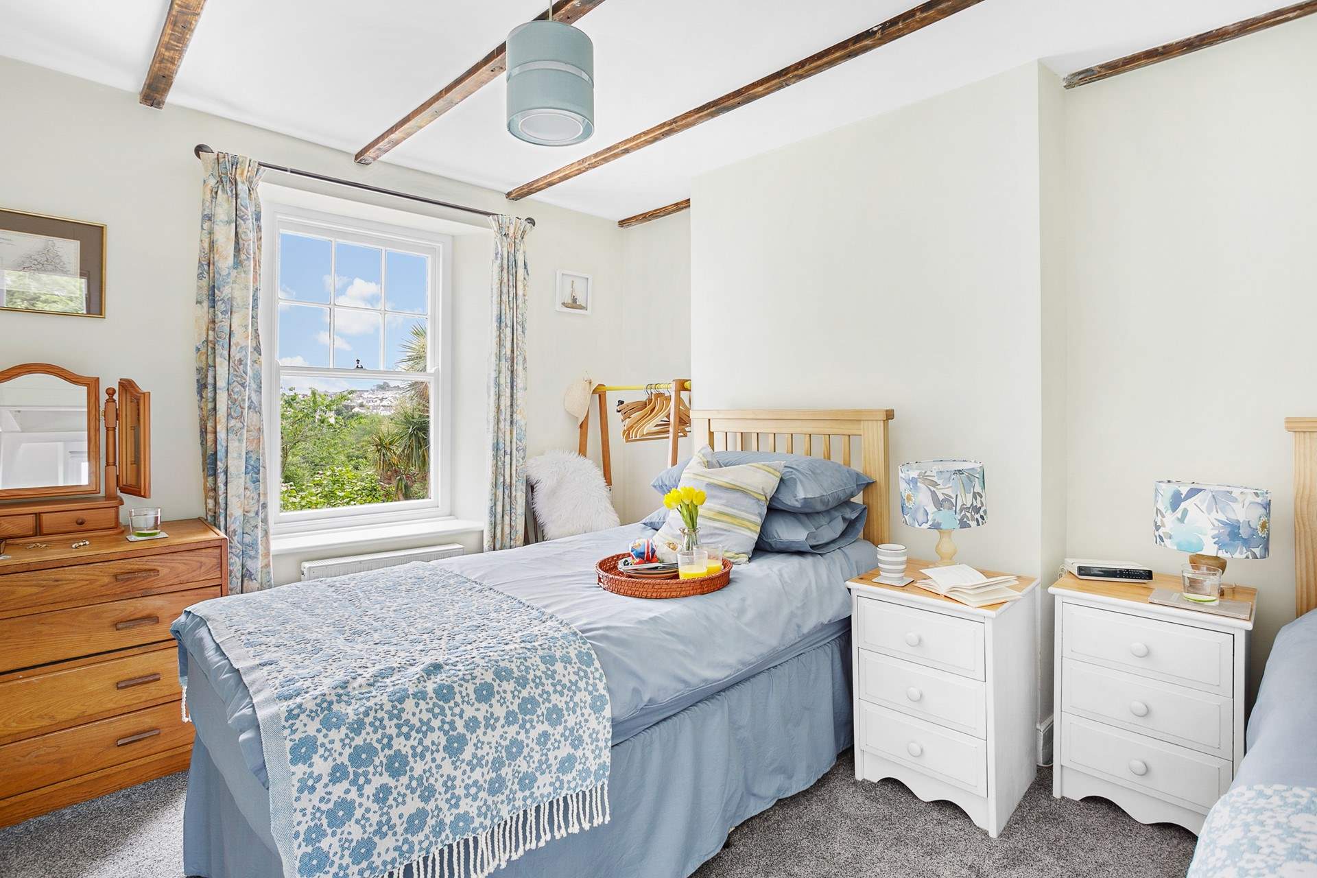 The twin bedroom is ideal for either adults or children.