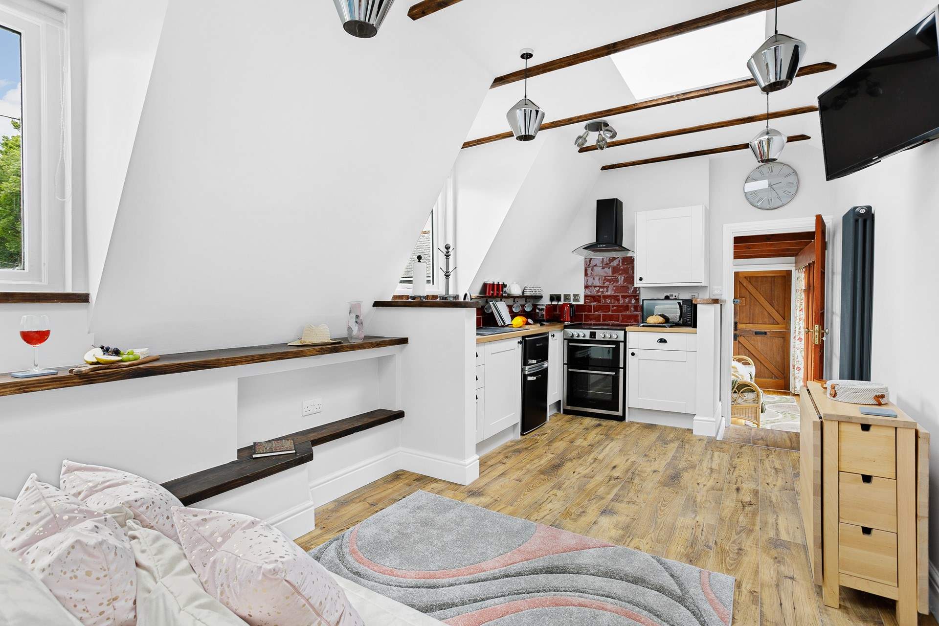 Curl up in front of the Smart TV for  your evening entertainment.