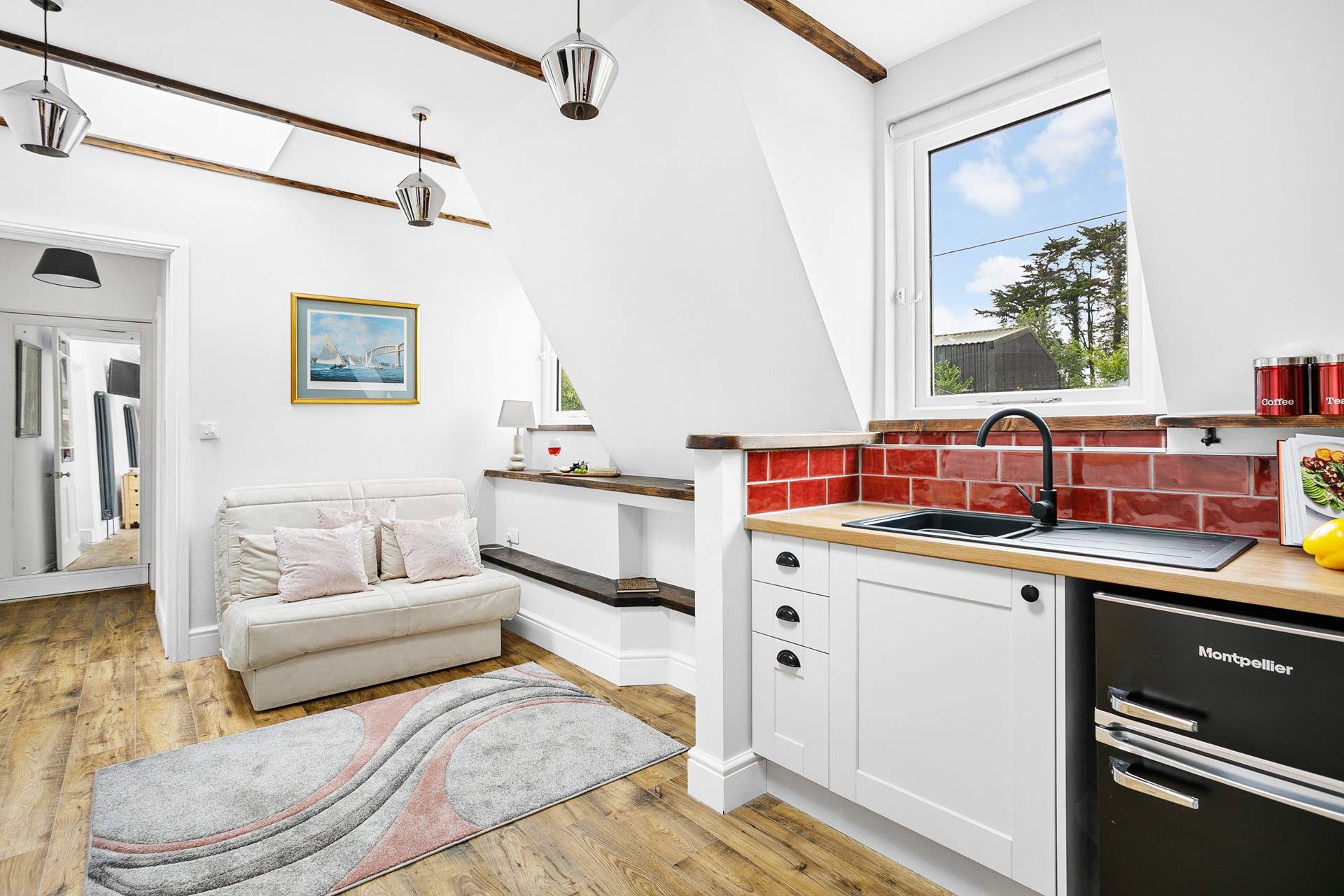 Relax on the sofa after a busy day exploring.