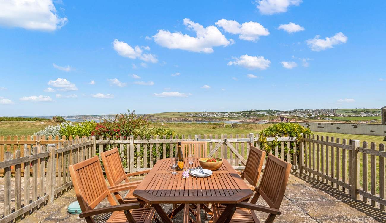 Enjoy a spot of al fresco dining on the delightful patio.