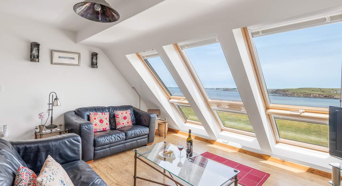 Gaze out to Thurlestone sands from the comfort of the inviting sofas.