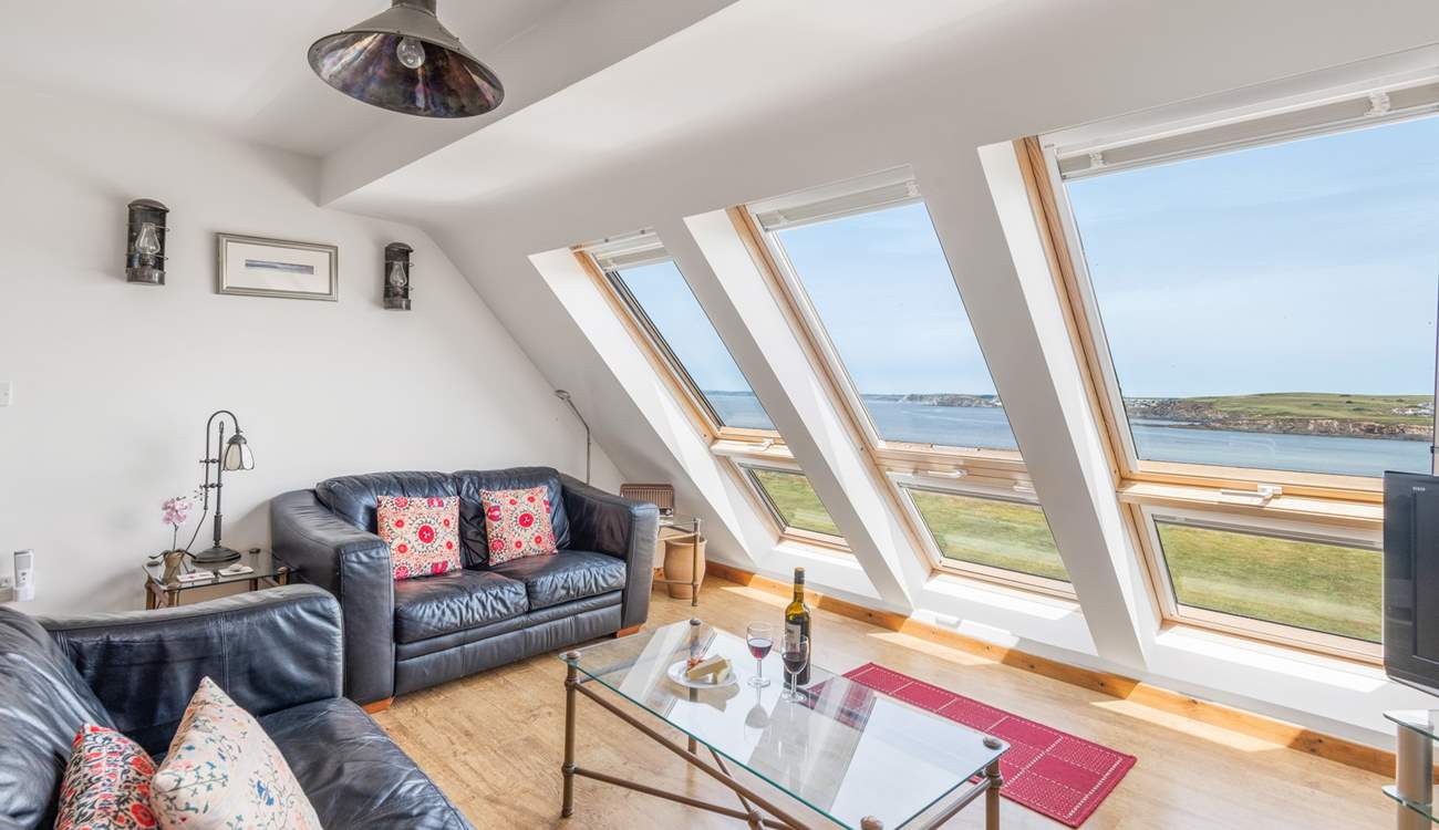 Gaze out to Thurlestone sands from the comfort of the inviting sofas.