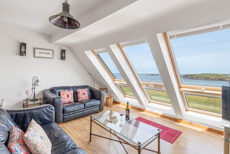 Gaze out to Thurlestone sands from the comfort of the inviting sofas.