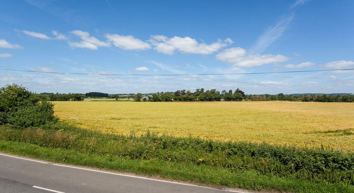 Wake up to this view of fields from the bedroom.