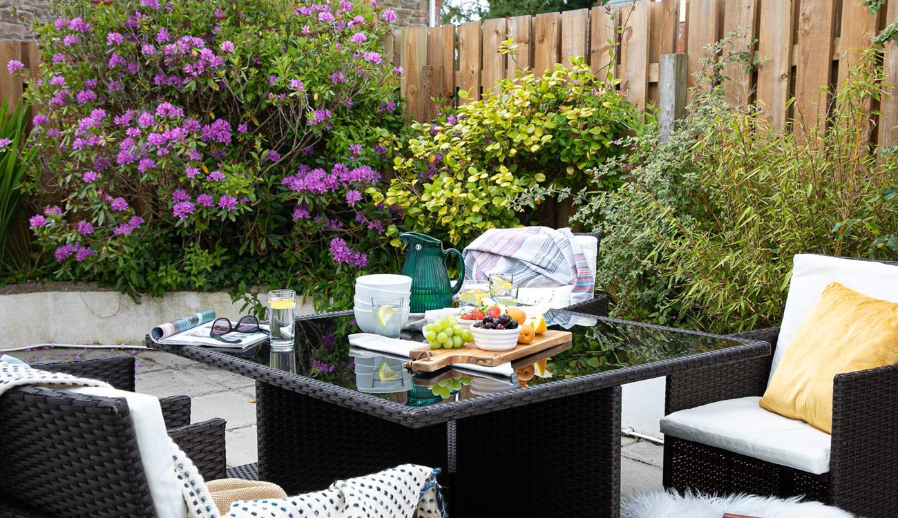The patio at the rear of the house is perfect for al fresco dining.