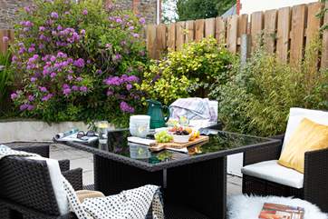 The patio at the rear of the house is perfect for al fresco dining.