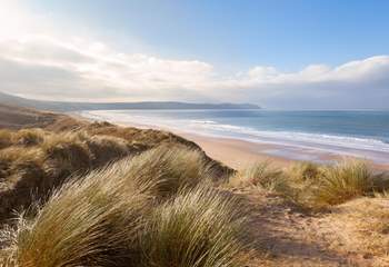 Enjoy the sand dunes at Woolacombe, a former Britain's best beach winner.