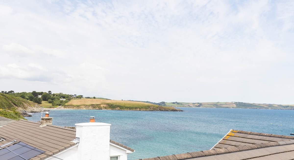 The gorgeous view from the living-room takes in the coastal vista across Gerrans Bay to Nare Head and beyond. 