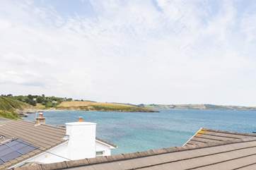 The gorgeous view from the living-room takes in the coastal vista across Gerrans Bay to Nare Head and beyond.