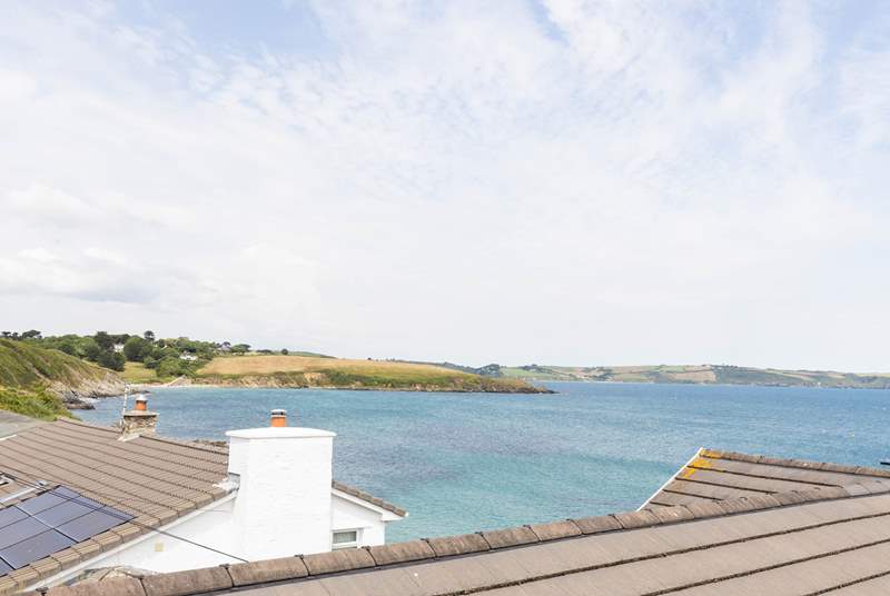 The gorgeous view from the living-room takes in the coastal vista across Gerrans Bay to Nare Head and beyond. 