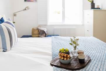 The bedroom is light and bright with a super-king size bed for a great night's sleep.