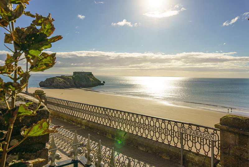 Head South to the stunning beach at Tenby.