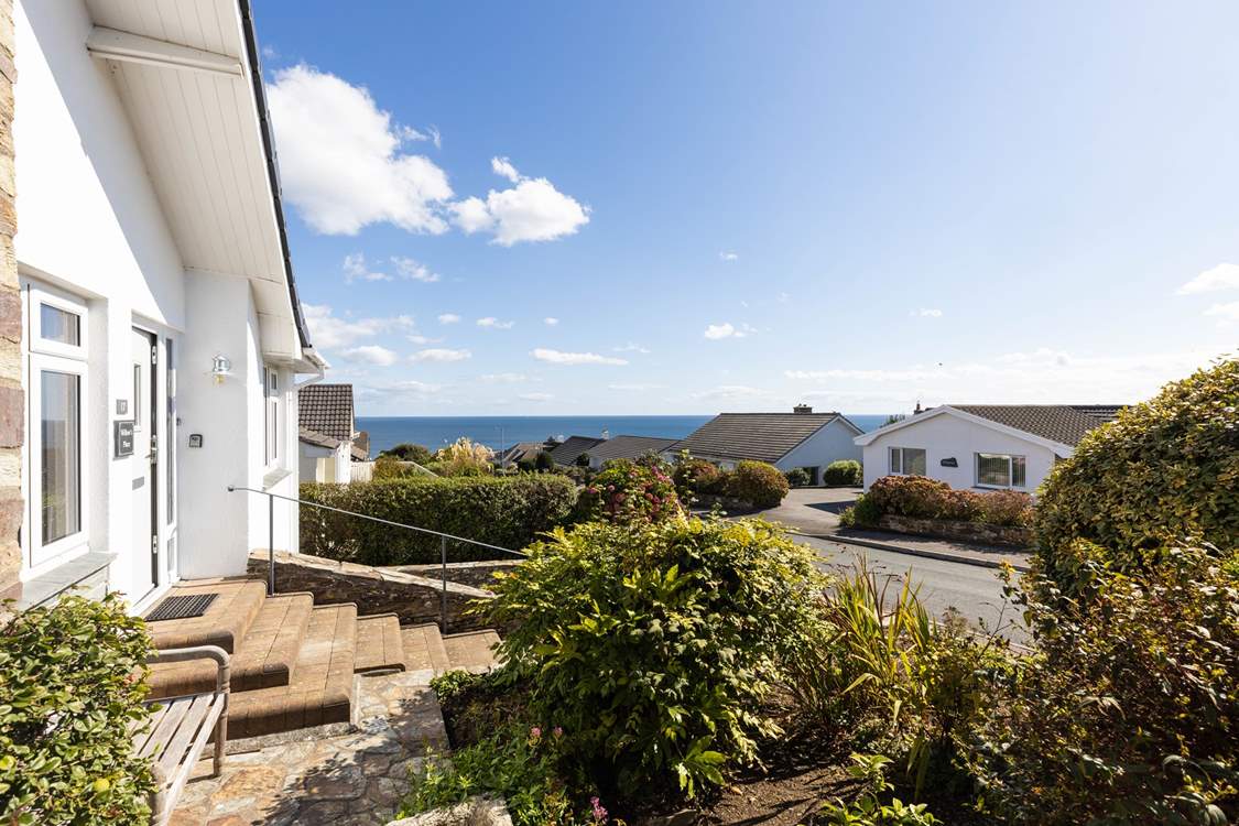 There are seven steps from the drive to the front door of Willow's Place or guests can use the alternative path to the property.