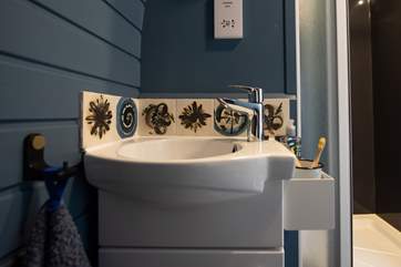Enjoy the charming handpainted tiles.