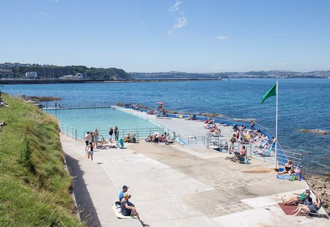 The seawater swimming pool at Brixham is a great place to spend the day.