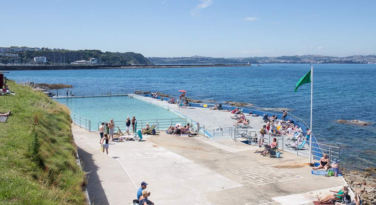 The seawater swimming pool at Brixham is a great place to spend the day.