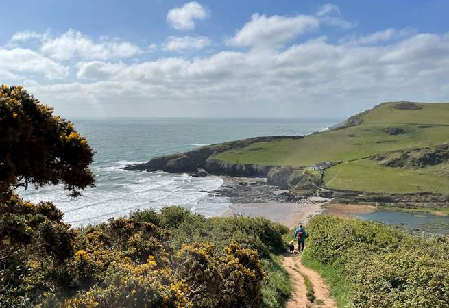 You can wander down to the magical beach of Mansands via the coastal path.