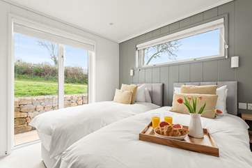 Gorgeous bedroom one has the luxury of a 'zip and link' bed so you can choose either twin beds or a super-king double.