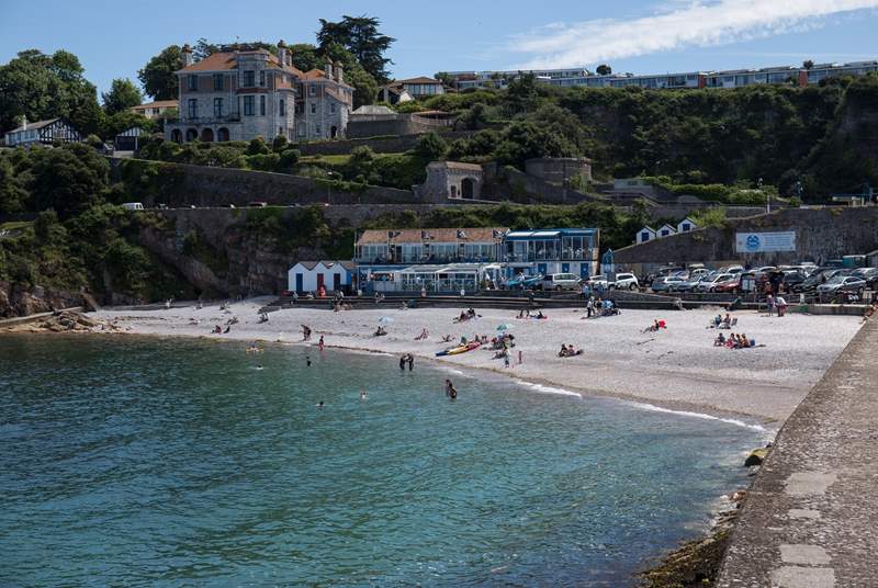The Blue Flag Breakwater Beach in Brixham is perfect for both young and old.