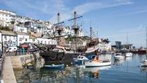 The famous Golden Hind sits proudly in Brixham harbour.