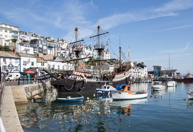 The famous Golden Hind sits proudly in Brixham harbour.