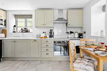 The modern kitchen is beautifully finished.