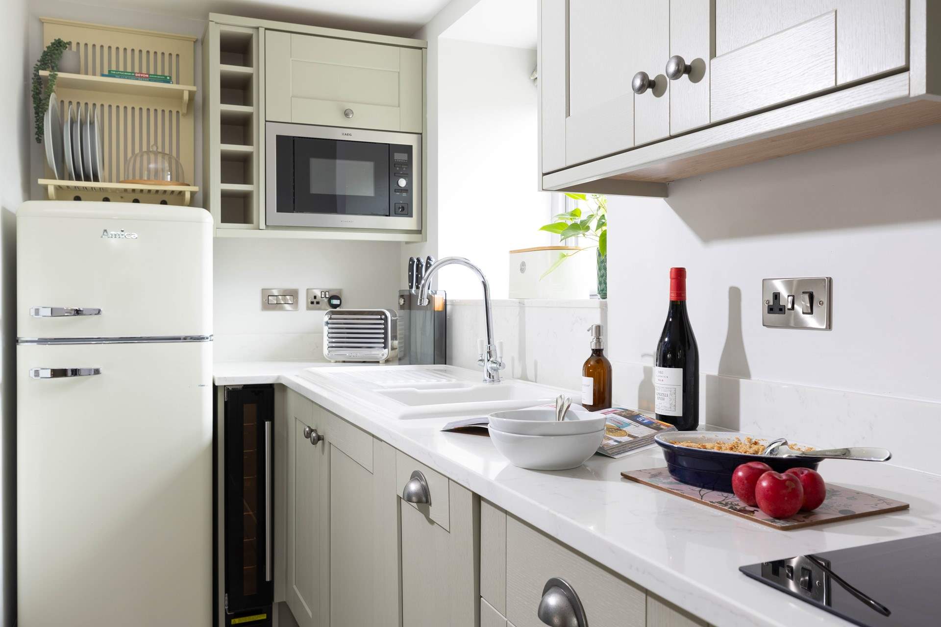 The modern kitchen is beautifully finished.