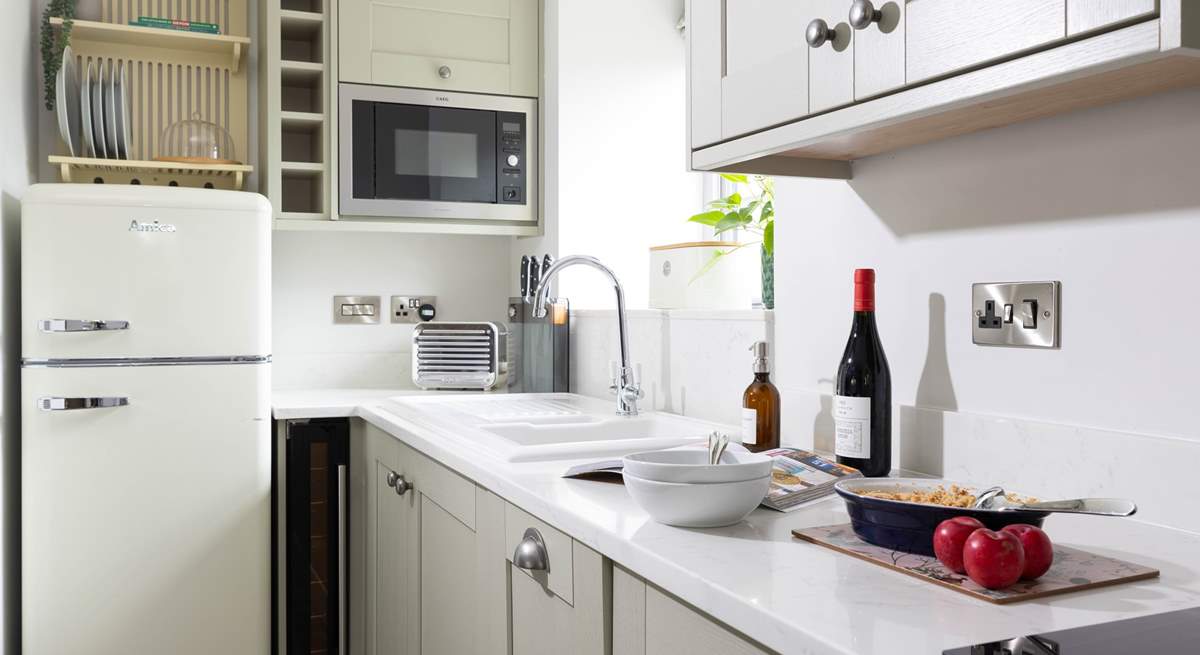 The modern kitchen is beautifully finished.