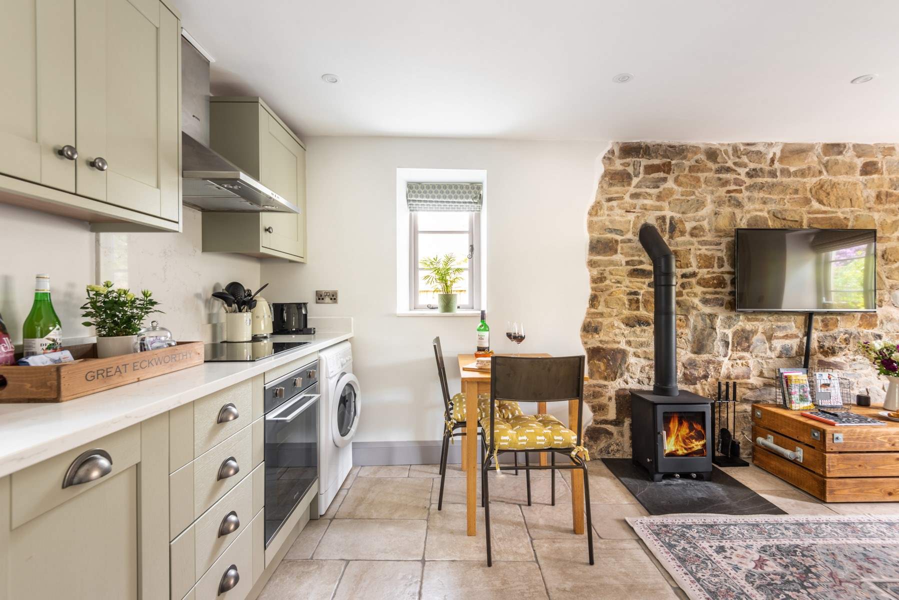 The modern kitchen is beautifully finished.